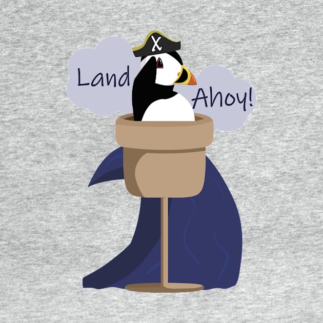 Land Ahoy! Pirate Puffin in a Lookout by PandLCreations